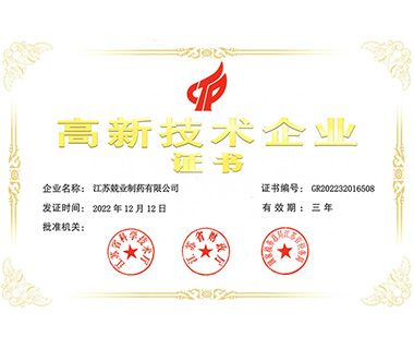 高新技术企业证书